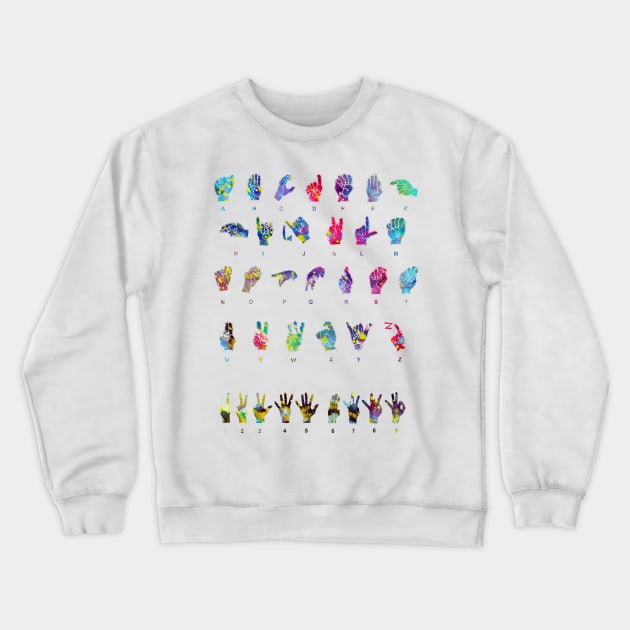 Sign Language Alphabet Crewneck Sweatshirt by erzebeth